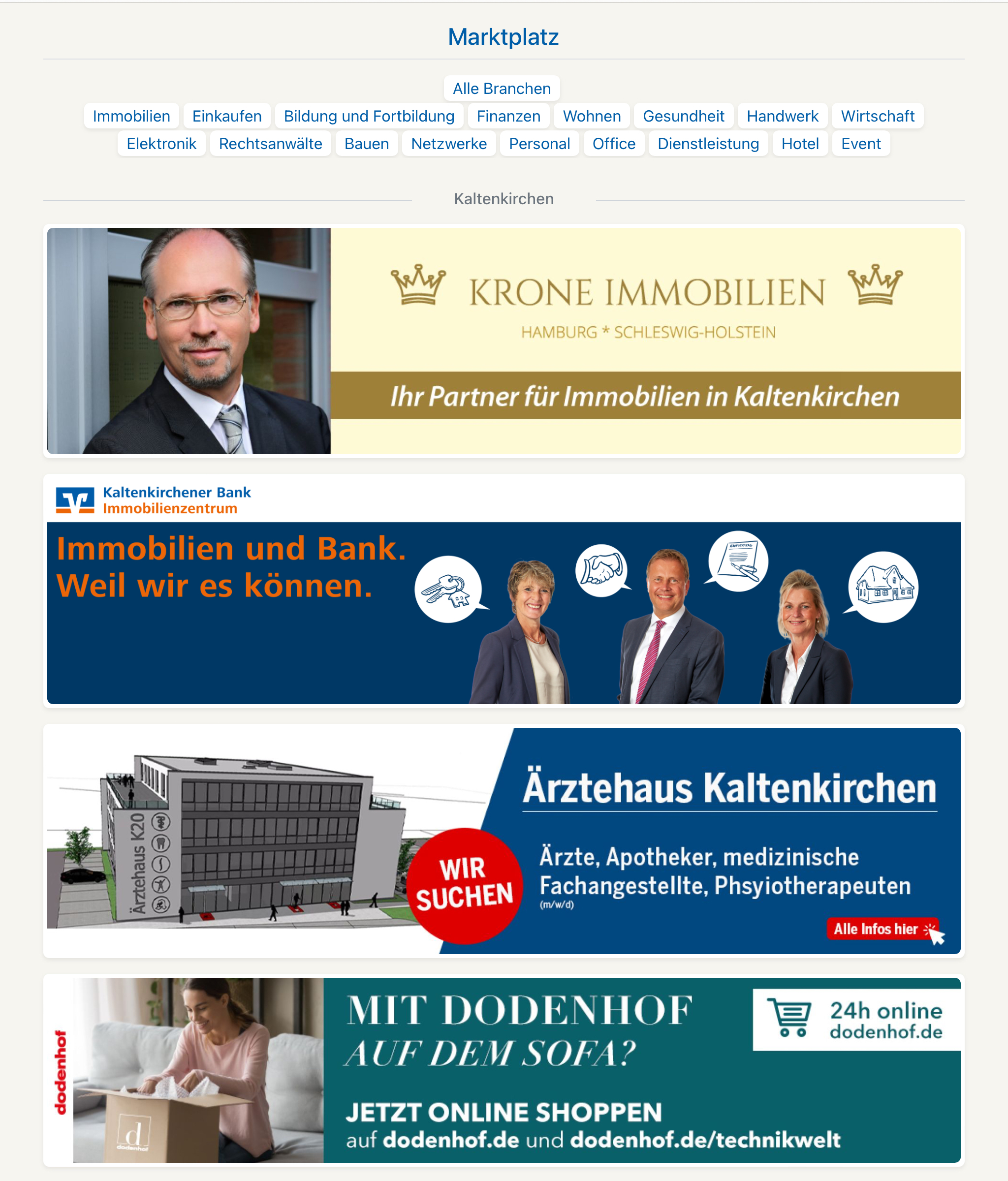 Mehr Marktplatz geht nicht! Unter jedem der über 50.000 Stadtmagazin-Berichte aus den letzten 22 Jahren sind nun die Banner unserer Kunden platziert. Sauber geordnet nach Branchen und Städten. Ihr Google-Ranking wird dieses Format lieben!